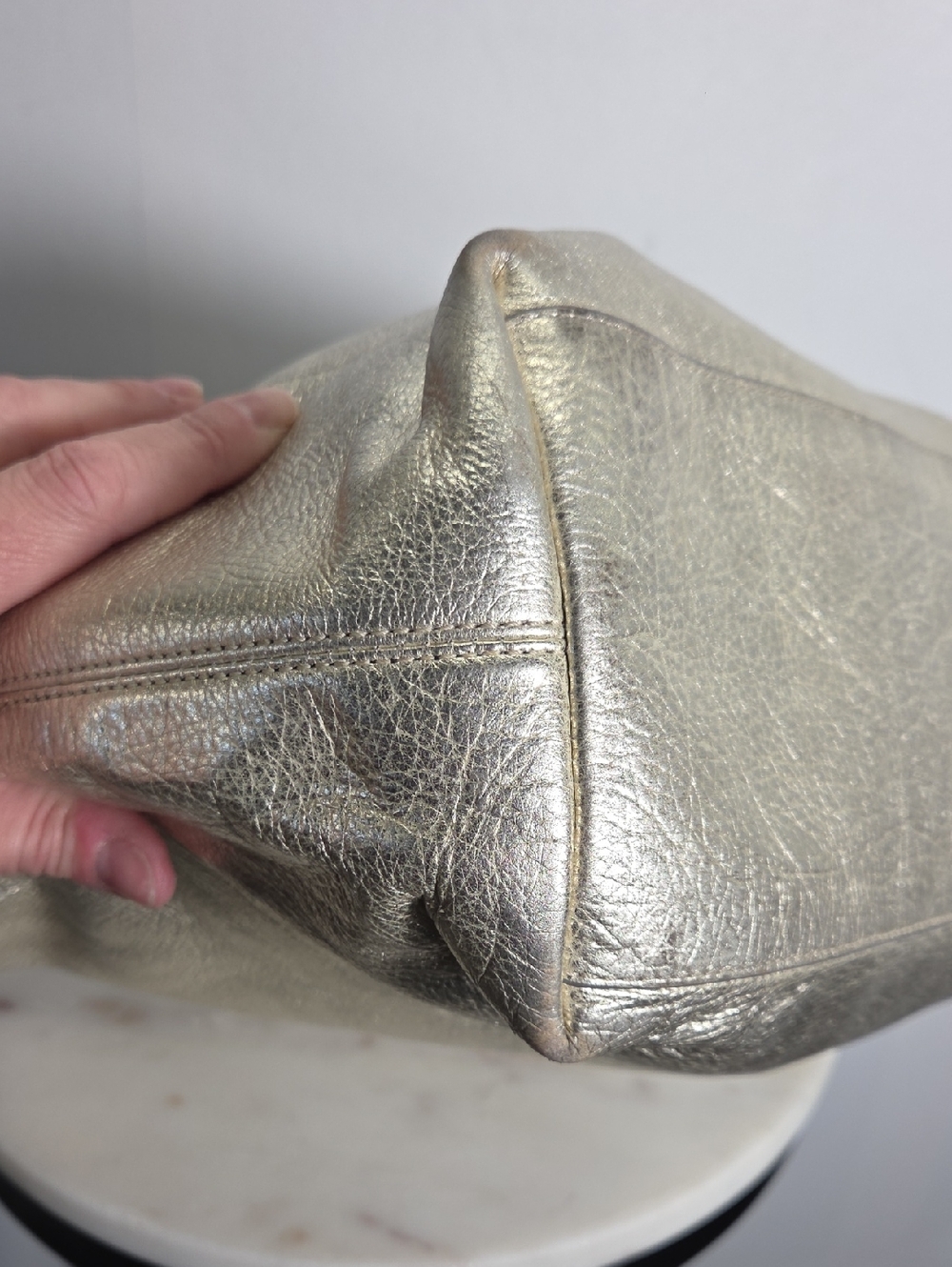 Coach Metallic Gold/silver Leather Shoulder Bag Vintage - Picture 5 of 8